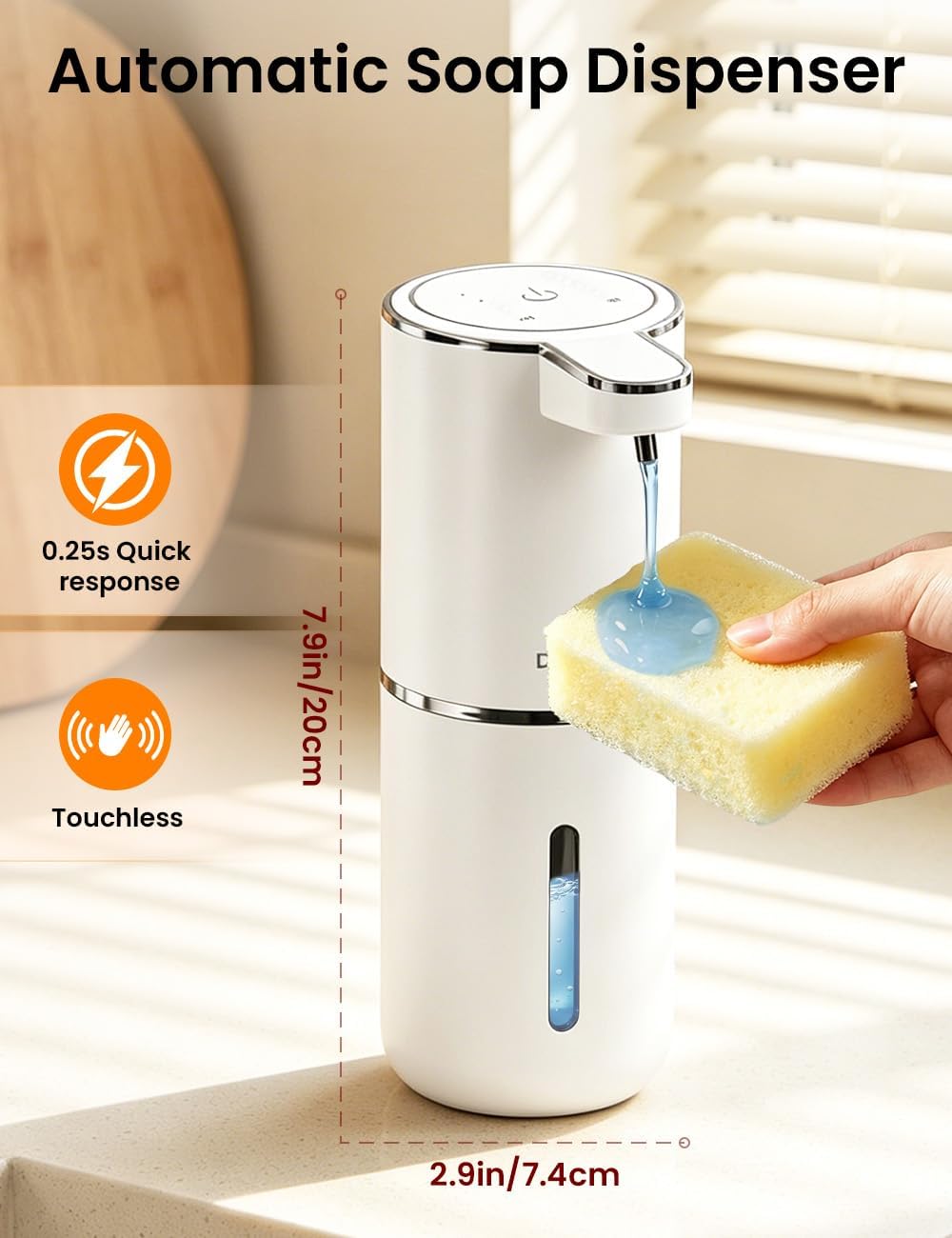 Soap Dispenser Pump - 380ML Capacity Light Display 4-Gears Adjustable