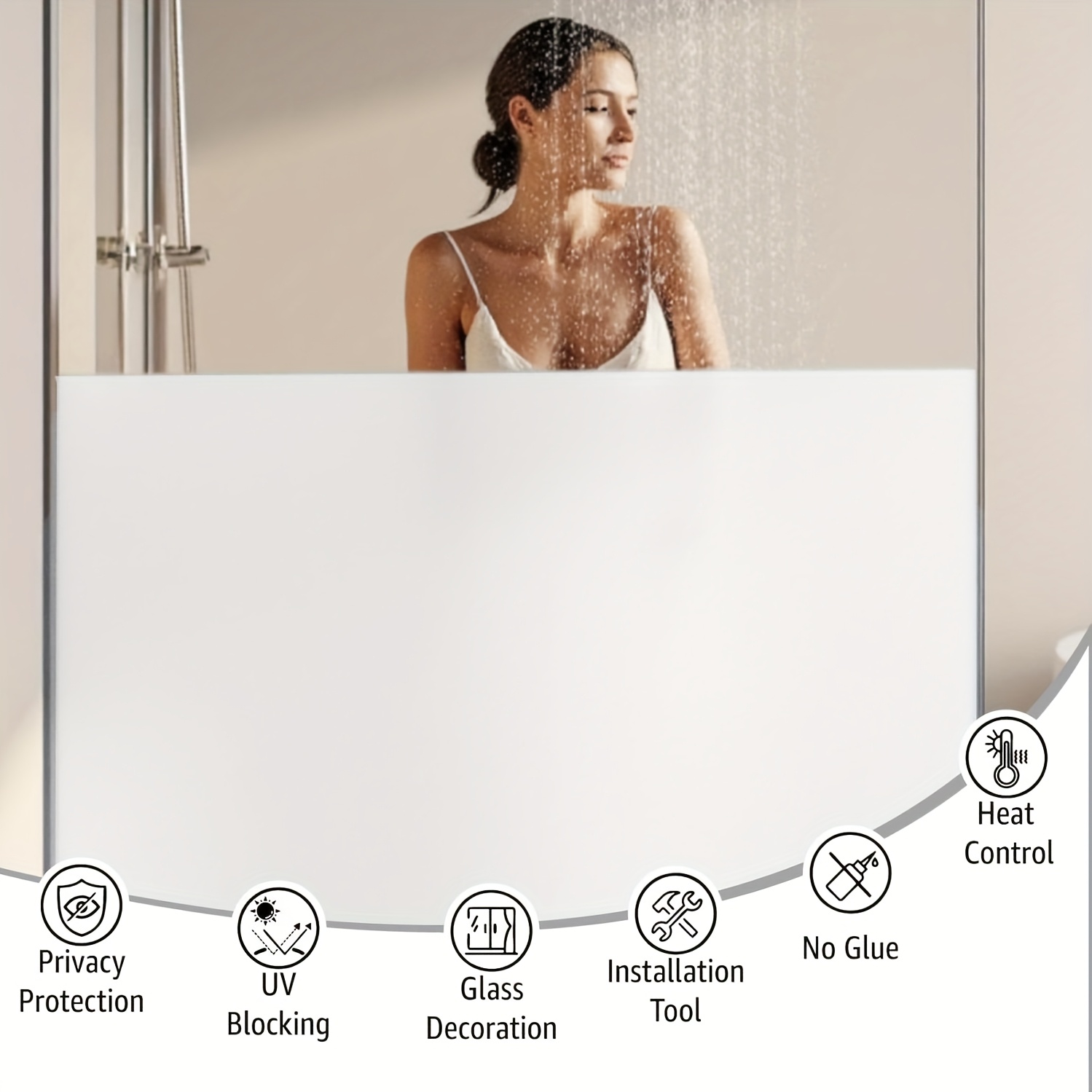 Home Bathroom Window - White Frosted Privacy Window Film Static