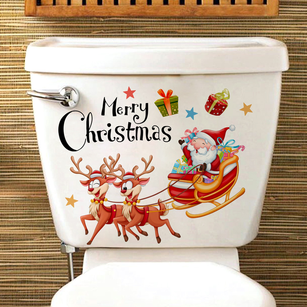 Home Of The Year Bathroom - Santa Claus Deer Carriage Wall Stickers