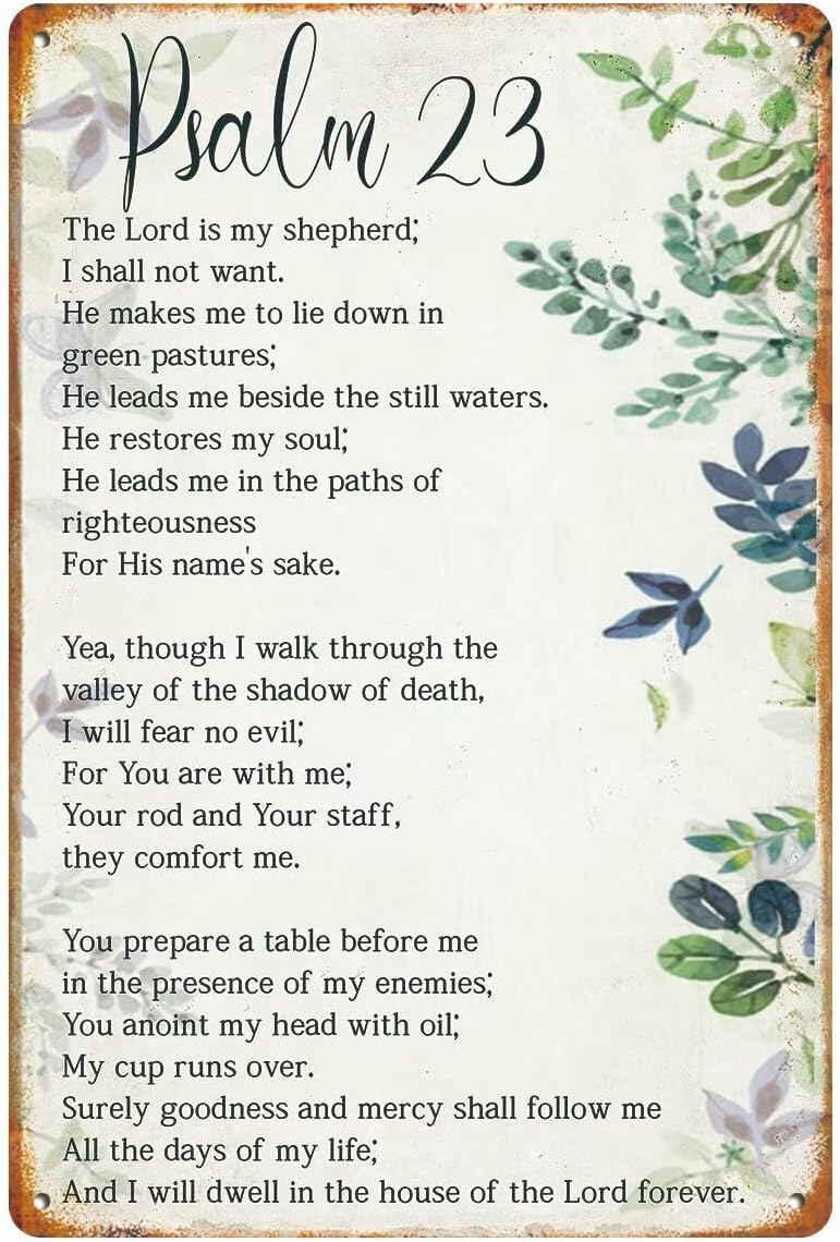 Home Office Bathroom - 1p,Bible Verse Psalm 23 Christian Metal