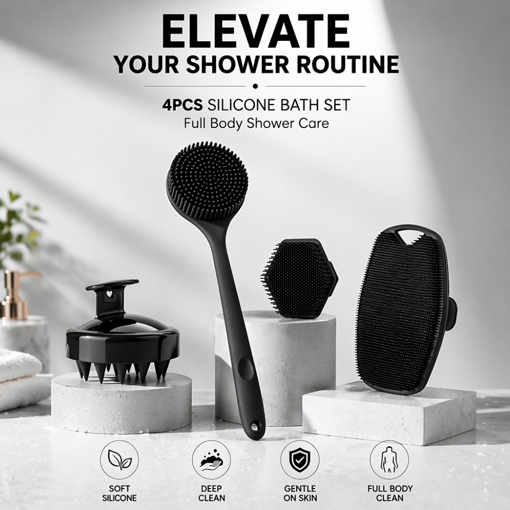 4PCS Set Silicone Body Scrubbe - Home Bathroom Cleaning Machine recension och pris