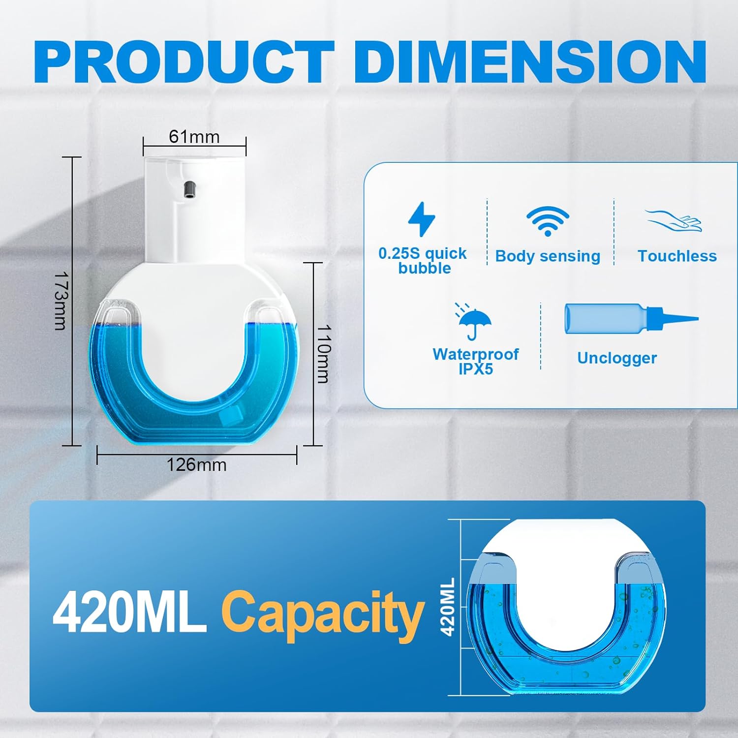 420ML Large Capacity Touchless - Soap Dispenser Pump recension och pris