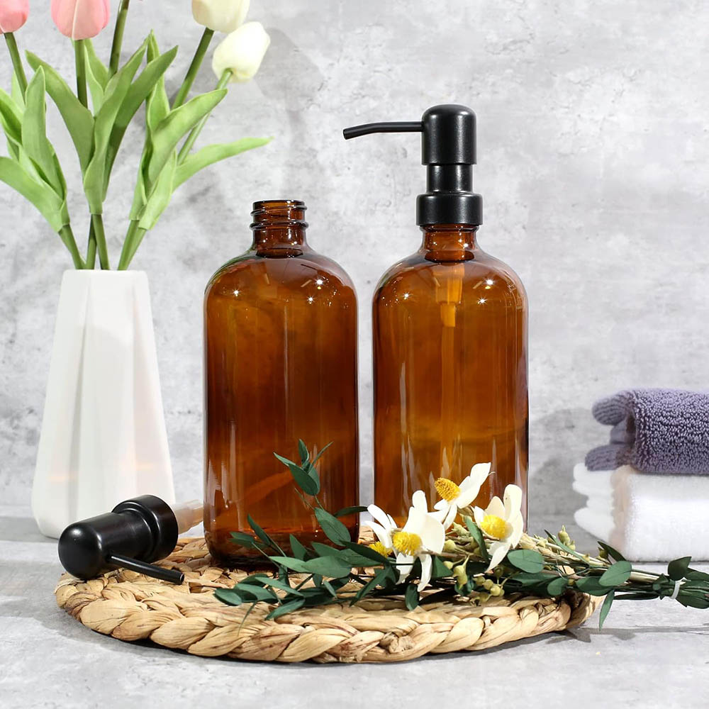 Amber Glass Soap Dispenser, 2  - Soap Dispenser Pump recension och pris