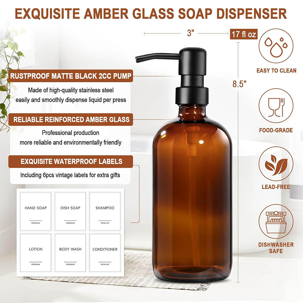 Amber Glass Soap Dispenser, 2  - Soap Dispenser Pump recension och pris