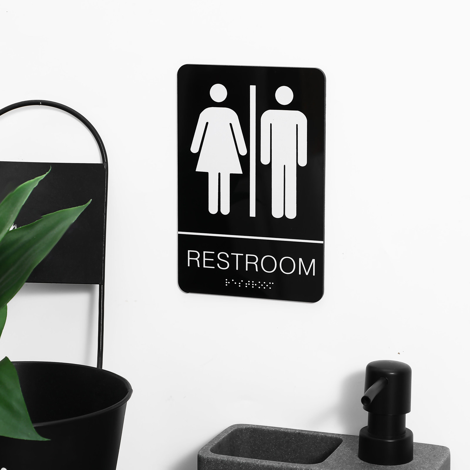 Unisex Braille Restroom Sign A - Home Office Bathroom recension och pris